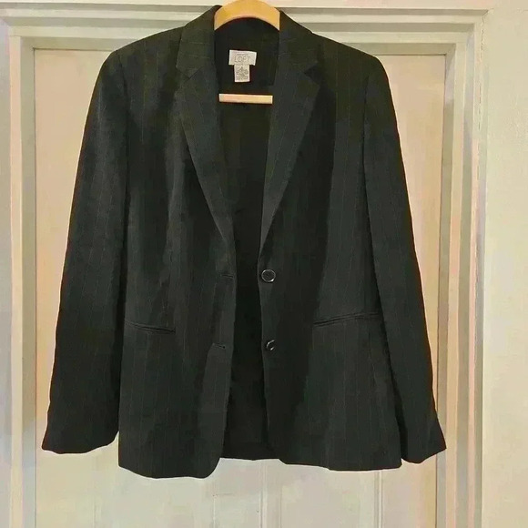 Ann Taylor Loft Womens Pin Striped Blazer Career Black Size 6 - Picture 5 of 8